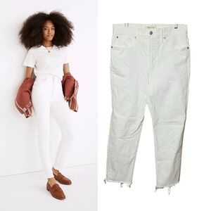 Madewell Womens White Jeans 29P The Perfect Vintage Crop Frayed Hem High Waisted